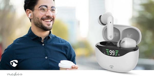 Nedis Fullt Trådlösa hörlurar | ANC (Active Noise Cancelling) | Bluetooth® | Maximal batteritid: 30 timmar | Tryck på Kontroll | Batteri hölje | Trådl