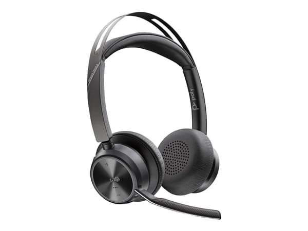 Poly Voyager Focus 2 - Headset - på örat - Bluetooth - trådlös - aktiv brusradering - USB-C via Bluetooth-adapter - svart - Certifierad för Microsoft