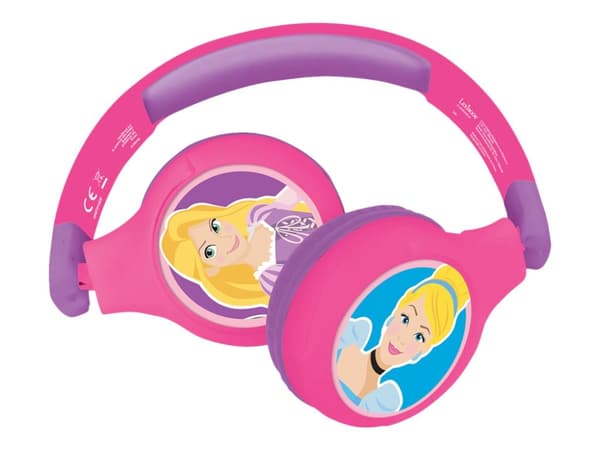 Lexibook Disney Princess - Hodetelefoner - on-ear - Bluetooth - trådløs, kablet - 3,5 mm jakk - rosa