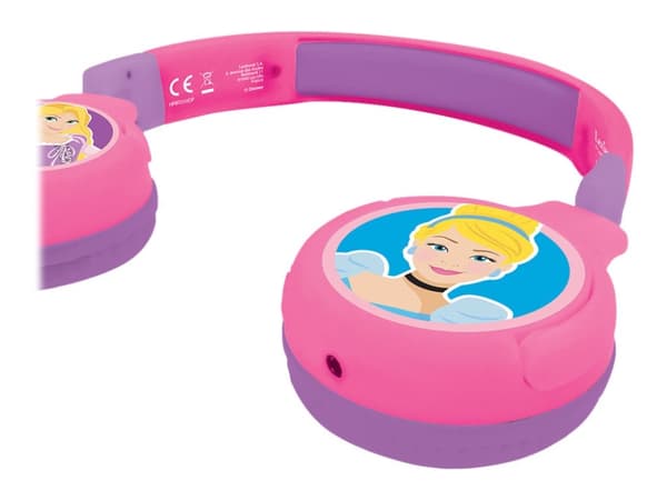 Lexibook Disney Princess - Hodetelefoner - on-ear - Bluetooth - trådløs, kablet - 3,5 mm jakk - rosa