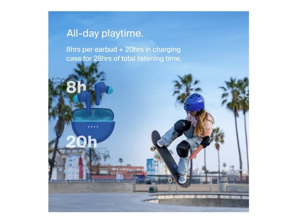 Belkin SoundForm Nano 2 for Kids - True wireless-hodetelefoner med mikrofon - i øret - Bluetooth - blå