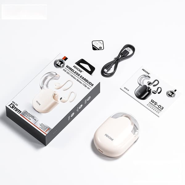 WEKOME Bluetooth-hodesett semi-in-ear trådløse øretelefoner - svart