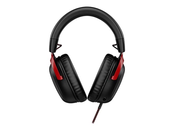 HyperX Cloud 3 - Hodesett - full størrelse - kablet - USB, 3,5 mm jakk - svart, rød