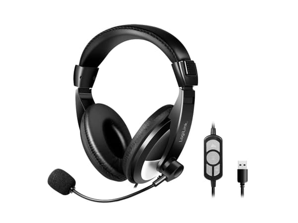LogiLink Headset Stereo, with Microphone, USB, black