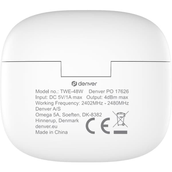 DENVER TWE-48W True wireless Bluetooth hörlur med laddetui