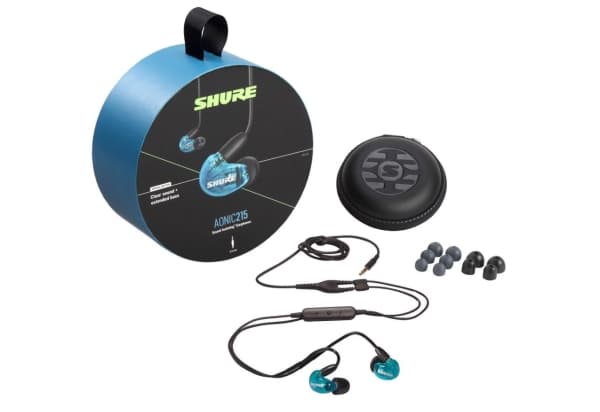 Shure AONIC 215 - In-ear-hovedtelefoner med enkelt transducer og 3,5 mm kabel (blå)