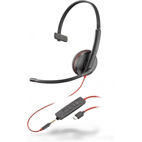 Plantronics Blackwire C3215 USB-C -headset med mikrofon, svart