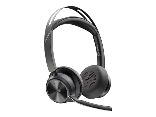Poly Voyager Focus 2 - Headset - på örat - Bluetooth - trådlös - aktiv brusradering - USB-C via Bluetooth-adapter - svart - Certifierad för Microsoft