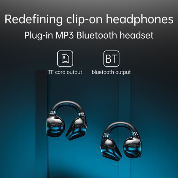 MP3 Langattomat Bluetooth-kuulokkeet RGB Clip-On Earbud Headset