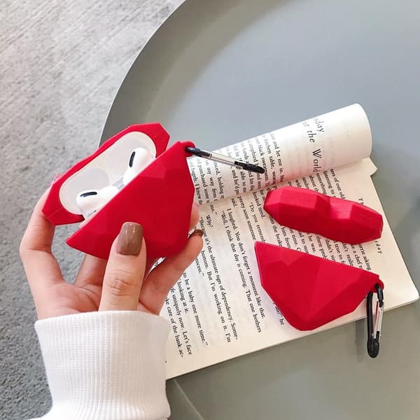 AirPods 3! Hjerteformet stødsikker Shell 3D rødt hjerte
