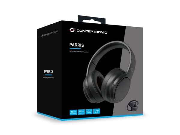 Conceptronic PARRIS03B, Kaapeli ja langaton, 20 - 20000 Hz, Puhelut/musiikki, 198,5 g, Kuulokkeet, Musta