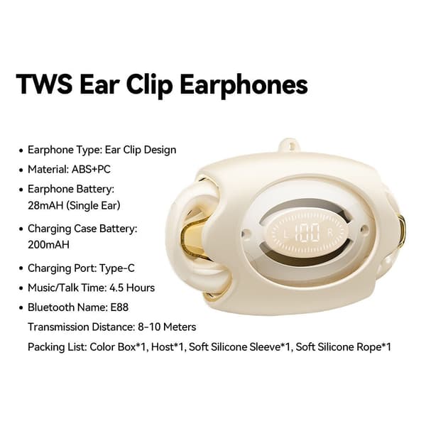 ESSAGER Bluetooth Headset Trådløse Hodetelefoner Svettebestandig - Beige