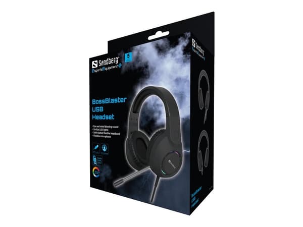 Sandberg BossBlaster USB-kuuloke, langallinen, peli, 20 - 20000 Hz, 240 g, kuulokkeet, musta