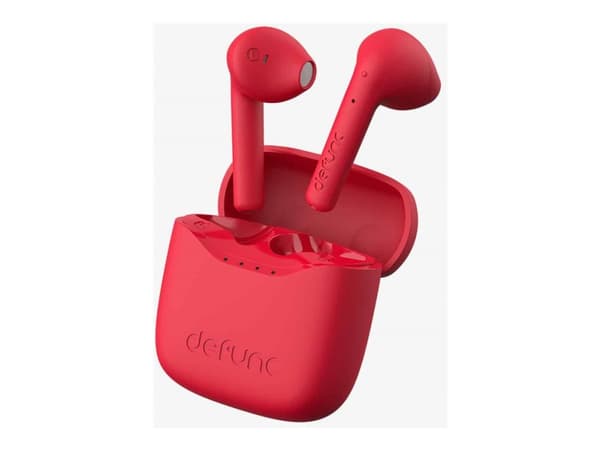DeFunc True Lite - True wireless-hörlurar med mikrofon - inuti örat - Bluetooth - aktiv brusradering - röd