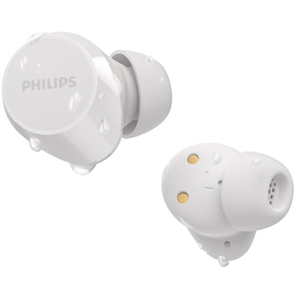 Philips TAT1209WT True Wireless-hodetelefoner. Små og komfortable. 6+18 timers spilletid. IPX4-klasse. Hvite