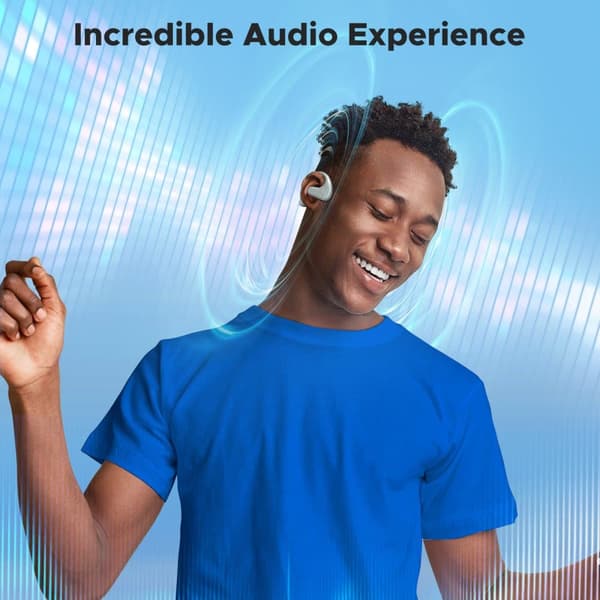 Åbne øre-hovedtelefoner, ægte trådløs Bluetooth 5.3 åbne ørepropper, forbedret bas 16,2 mm-drivere, 60H Playtime LED-skærm, IPX5 vandtæt