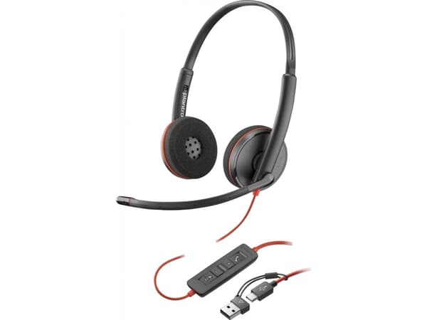 Poly Blackwire 3220 - Blackwire 3200 -sarja - kuulokkeet - korvalla - kaapeli - USB-C - musta - Skype for Business -sertifioitu, Avaya-sertifioitu, C
