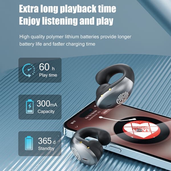 DAMIX Bluetooth 5.5 hovedtelefoner Fingerprint Touch Clip-On trådløs