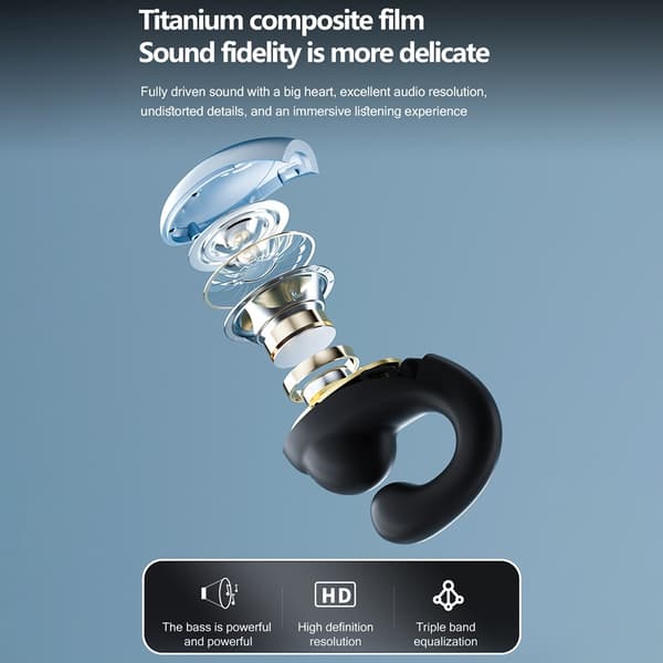 DAMIX Bluetooth 5.5 hovedtelefoner Fingerprint Touch Clip-On trådløs