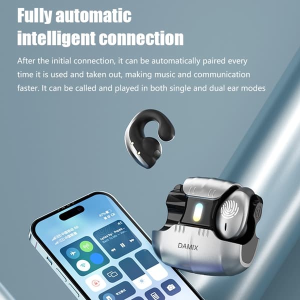 DAMIX Bluetooth 5.5 hovedtelefoner Fingerprint Touch Clip-On trådløs
