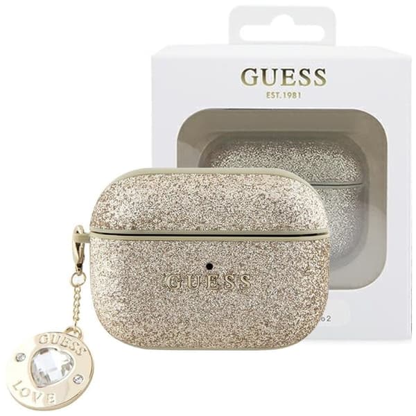 Guess GUAP2PGEHCDD-deksel til AirPods Pro 2-deksel - Gull Solid Sparkling Heart Diamond