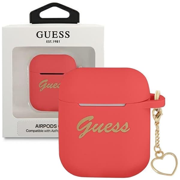 Guess GUA2LSCHSR AirPods deksel rød/rød Silikon Charm Heart Collection