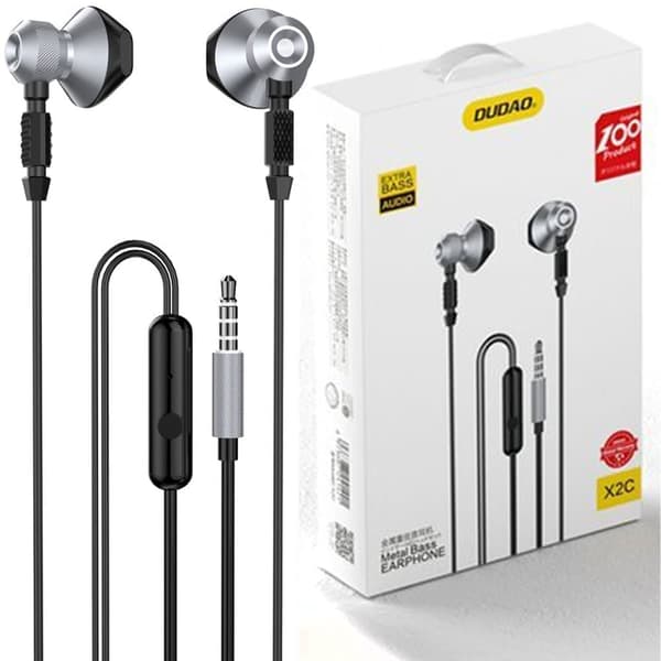 Dudao metalliske in-ear-hodetelefoner med 3,5 mm minijack grå (X2C-Grå)