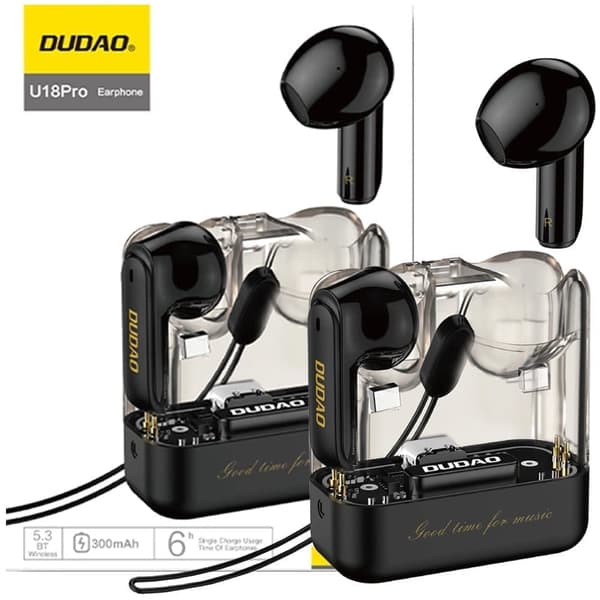 Dudao U18Pro Bluetooth 5.3 TWS trådløse hodetelefoner - Svart