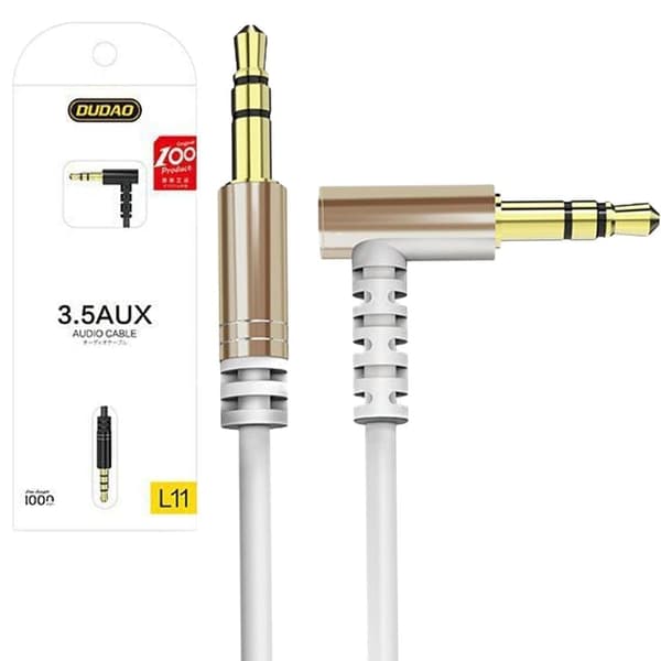 Dudao vinklet kabel AUX-kabel minikontakt 3,5 mm 1 m hvit (L11 hvit)