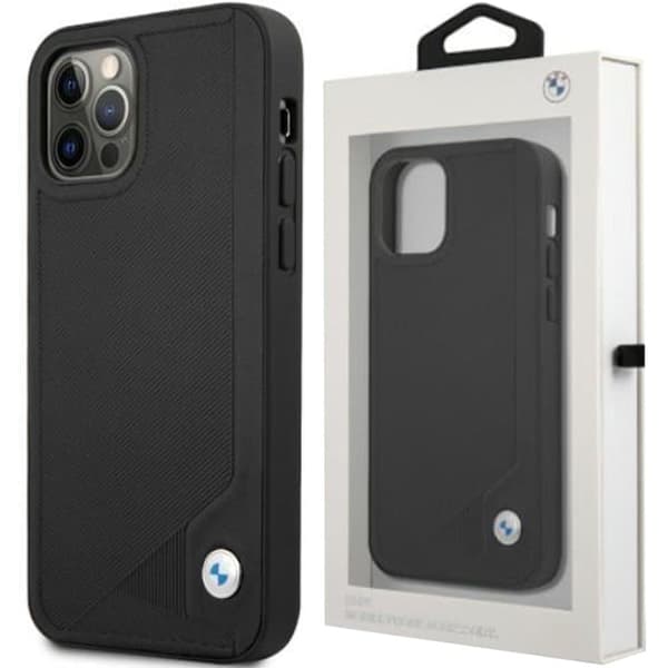 Veske BMW BMHCP12SRCDPK iPhone 12 mini 5.4 svart/svart hardt etui Leather Deboss