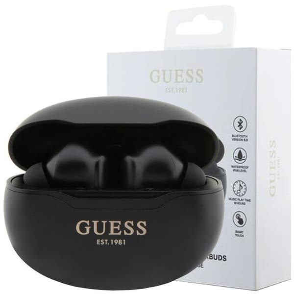 Guess GUTWST50EK TWS Bluetooth-hodetelefoner + dokkingstasjon - Black Classic EST