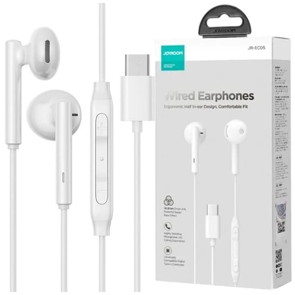 Joyroom JR-EC05 USB-C øretelefoner - hvite Joyroom JR-EC05 USB-C øretelefoner - hvite