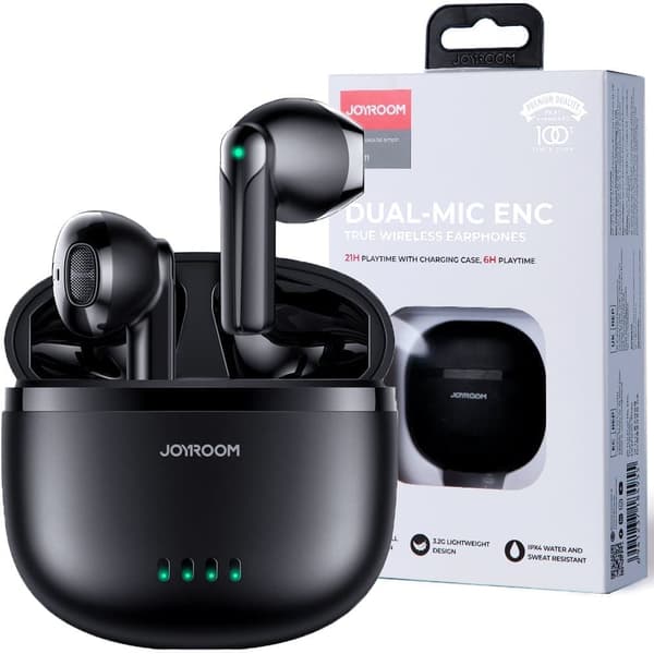 Joyroom TWS hodetelefoner trådløse ENC vanntette IPX4 Bluetooth 5.3 svart (JR-TL11)