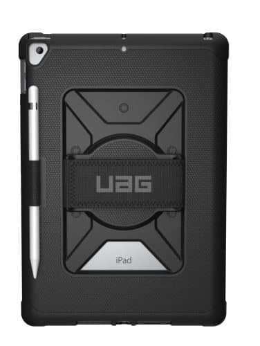 UAG Metropolis Hand Strap - beskyttende veske med Apple blyantholder og håndholder for iPad 10.2 7/8/9 generasjon (svart)