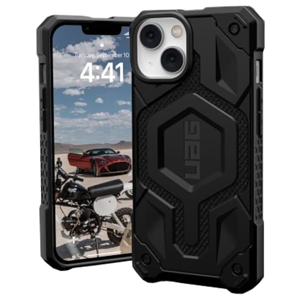 UAG Monarch-deksel til iPhone 14 Plus kompatibel med MagSafe (Kevlar Black)