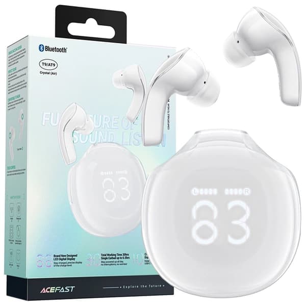Acefast T9 Bluetooth 5.3 in-ear trådløse hodetelefoner - hvite