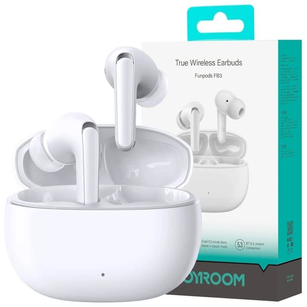 TWS Joyroom Funpods Series JR-FB3 Bluetooth 5.3 trådløse hodetelefoner - hvite