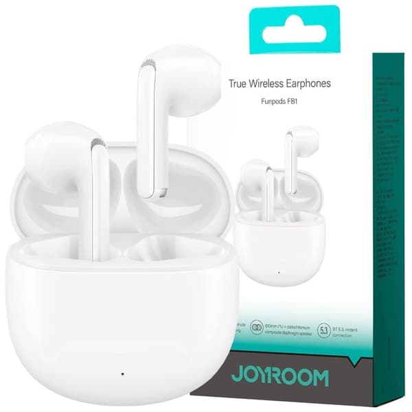 TWS Joyroom Funpods Series JR-FB1 Bluetooth 5.3 trådløse hodetelefoner - hvite