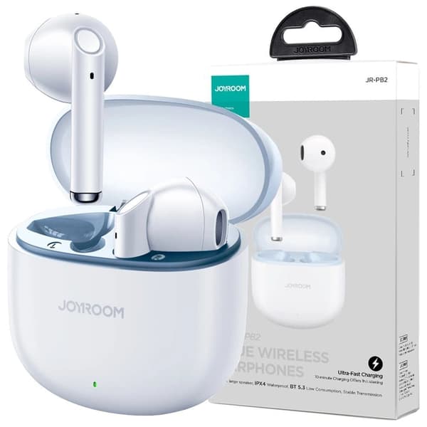 TWS Joyroom Jpods Series JR-PB2 IPX4 trådløse hodetelefoner - Hvit