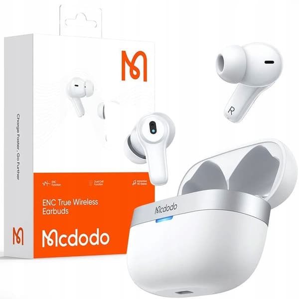 Mcdodo trådlösa in-ear-hörlurar med ENC-fodral, vit
