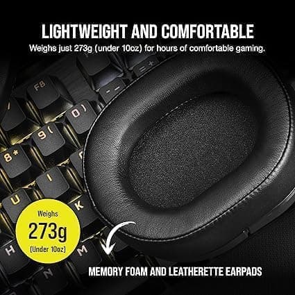 Corsair HS55 stereopelikuulokkeet Dolby Audio 7.1 surround-ääni PC: llä ja Macilla - langallinen