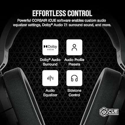 Corsair HS55 stereopelikuulokkeet Dolby Audio 7.1 surround-ääni PC: llä ja Macilla - langallinen