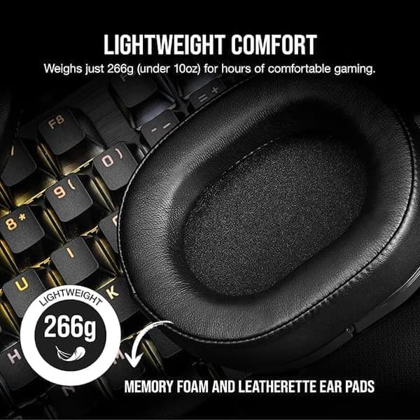 Corsair HS55 Gaming Wireless Headset - Svart, upp till 50ft Bluetooth-räckvidd