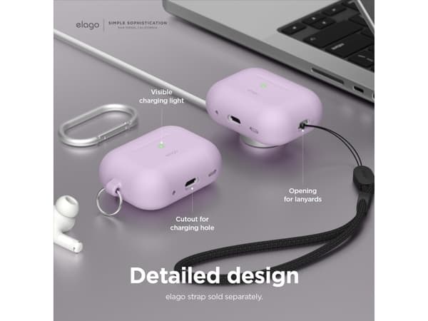Elago Elago AirPods Pro 2 Hang Silicone Case - Karabiinikotelo AirPods Pro 2 harmaa - Turvallisuustakuu. yksinkertaiset osamaksut. ilmainen toimitus