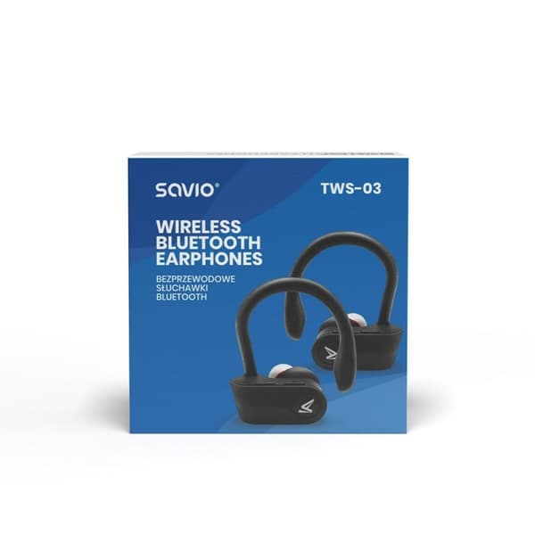 Ear Bluetooth hörlurar Savio TWS-03 Svart Grafit
