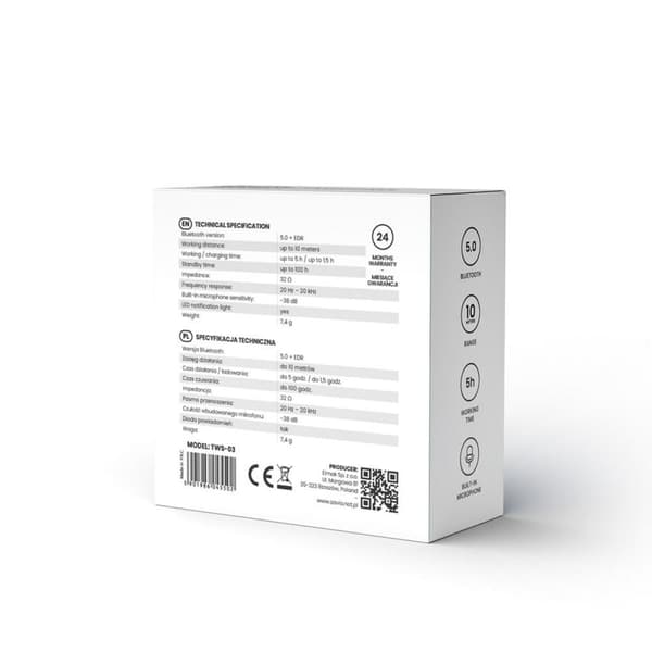 Ear Bluetooth hörlurar Savio TWS-03 Svart Grafit