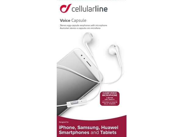 Cellularline 8018080301827, Koblet med ledninger (ikke trådløs), 37 g, Hodesett, Hvit