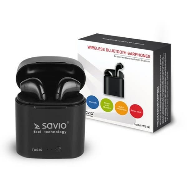 Bluetooth hovedtelefoner Savio TWS-02 Sort Grafit