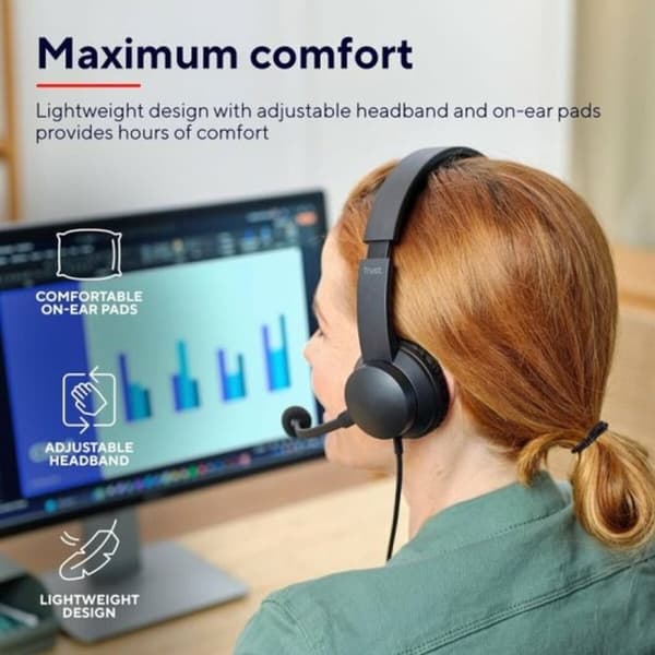 Hodetelefoner med Mikrofon Trust 25087 Svart