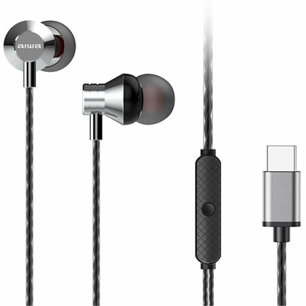 Hörlurar med Mikrofon Aiwa ESTM-50USB-C/SL Silvrig